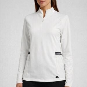 J.Lindeberg Beth Golf Mid Layer Quarter Zip White Performance Pullover